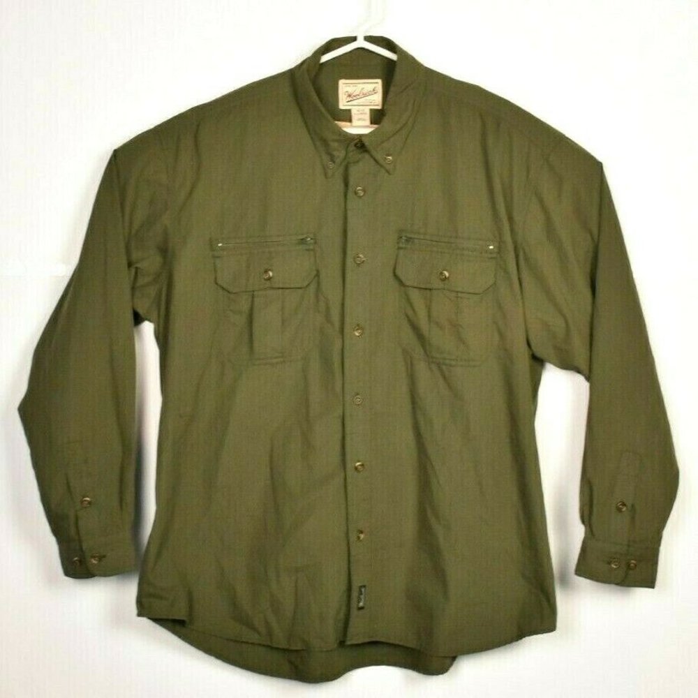 Woolrich XL Men's Shirt Olive Green Heavy Button